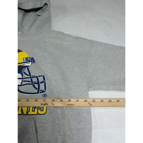 Vintage Michigan Wolverines Pullover Hooded Sweatshirt Gray Men's Large Helmet - Picture 6 of 10